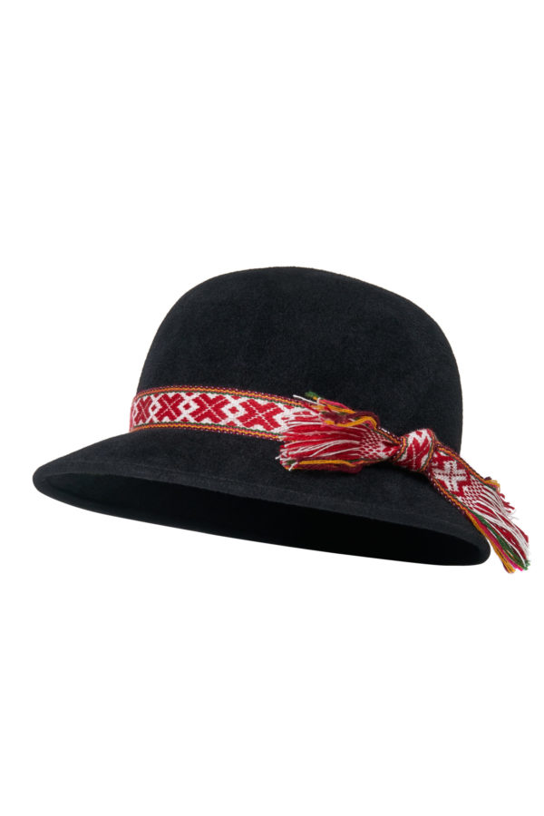 Dzūkiška vyriška skrybėlė 2 spalvų su įv. juostelėm